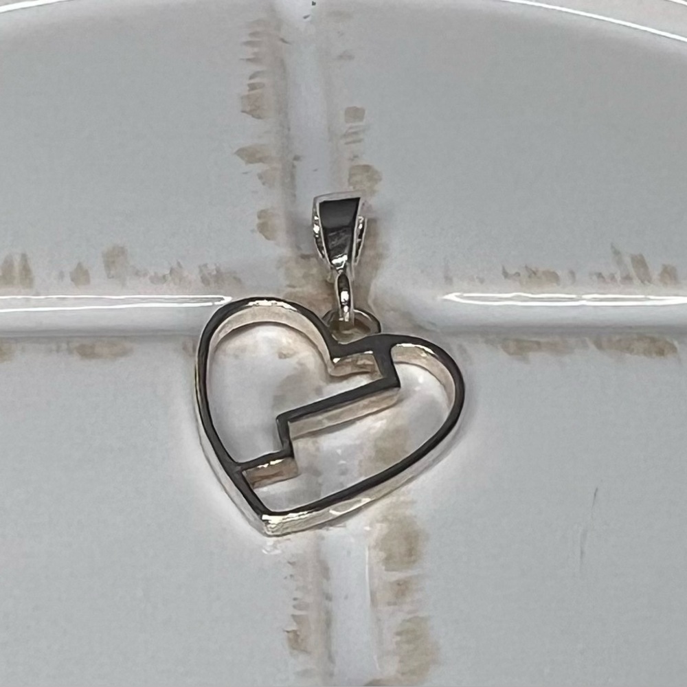 Sterling Silver Open Heart Pendant 925 JUV